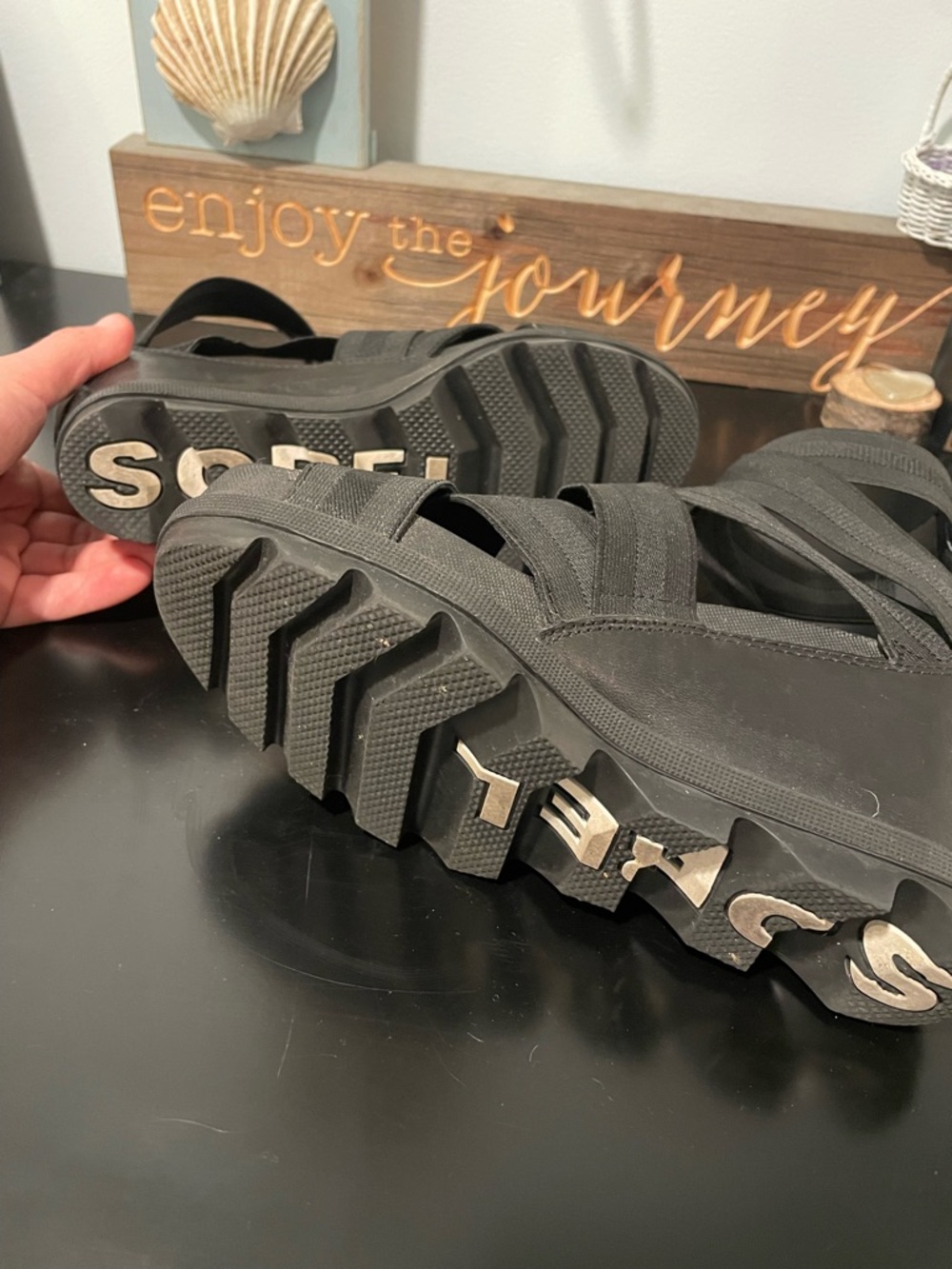Sorel wedge sandals size 7 black - Picture 4 of 7